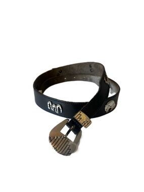 Y2K Vintage Black Western Spirit Animal Leather Concho Belt